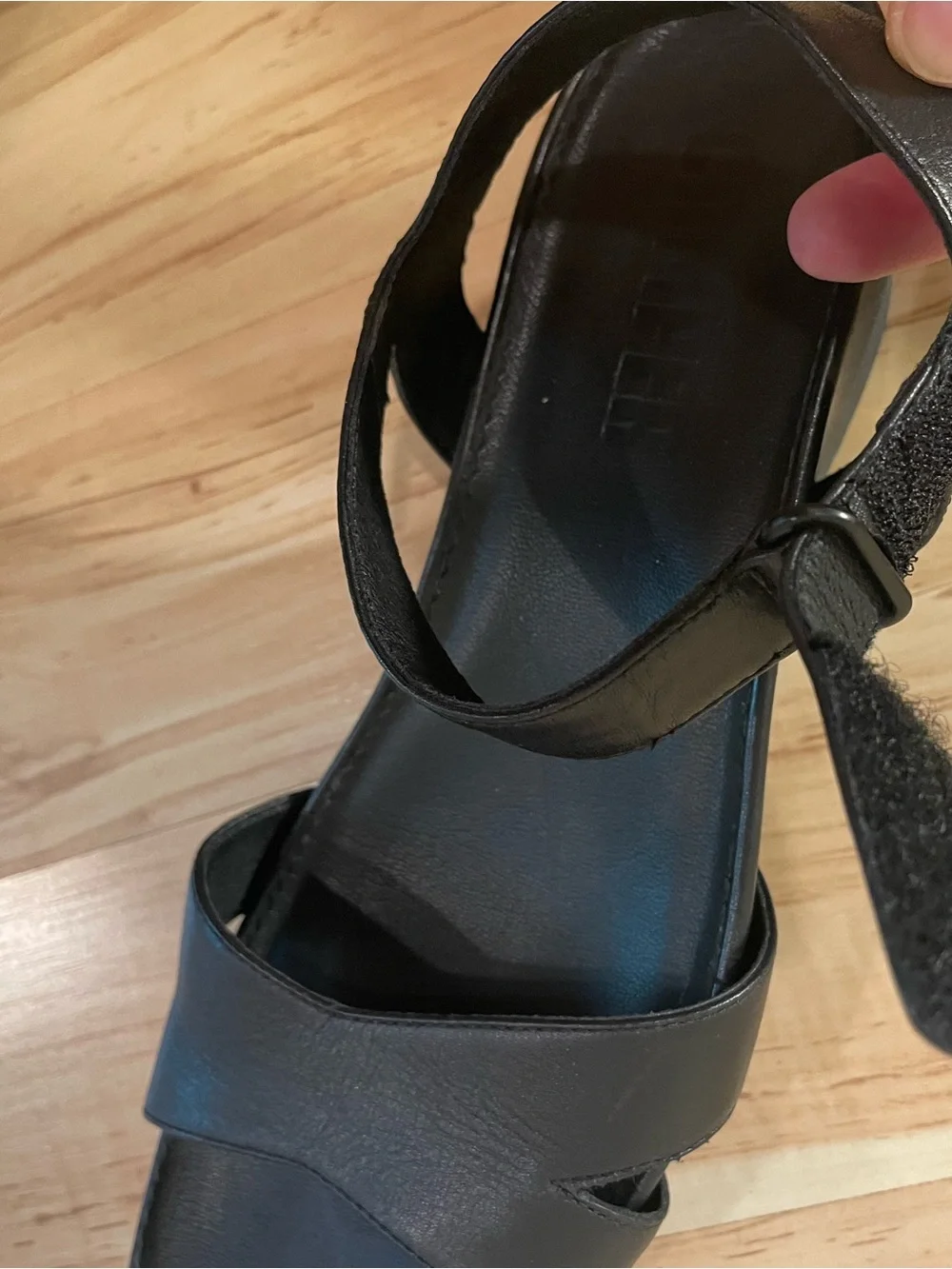 Camper Black Leather Ankle-Strap Sandals